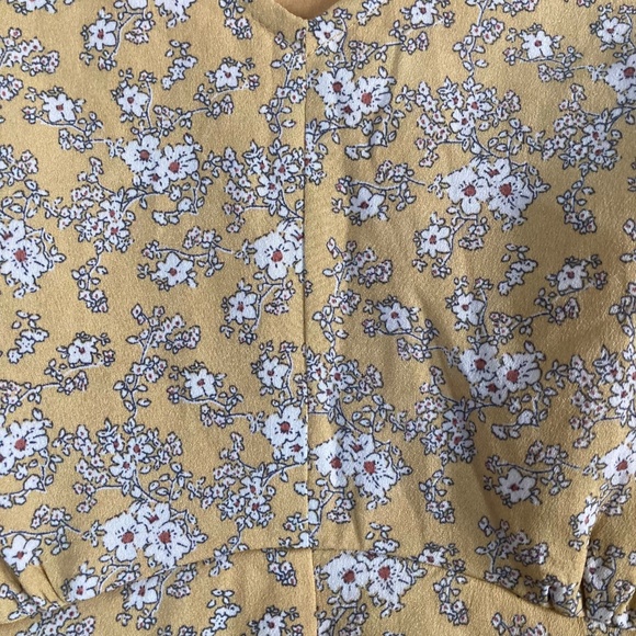 MIKAROSE V-neck Prairie Maxi Slit Front Dress Goldenrod Floral Print - Picture 4 of 10